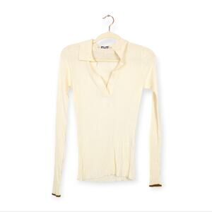 NWT Baum und Pferdgarten Cream Ceara Ribbed Collar Sweater Blouse Size S